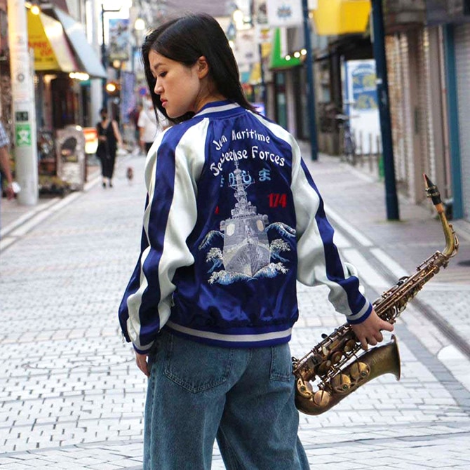 Mサイズ]護衛艦きりしま柄刺繍リバーシブルスカジャン【送料無料