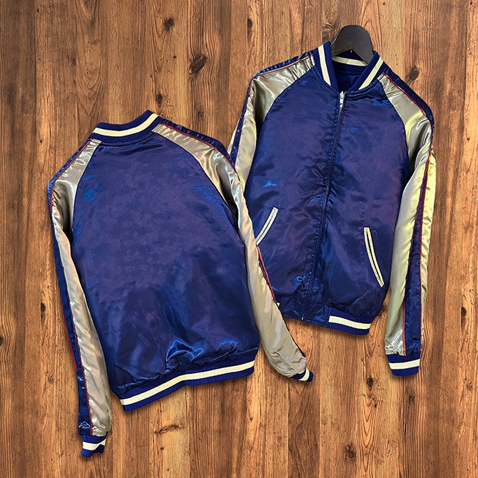 Sサイズ]波に獅子柄刺繍リバーシブルスカジャン【送料無料】｜和柄