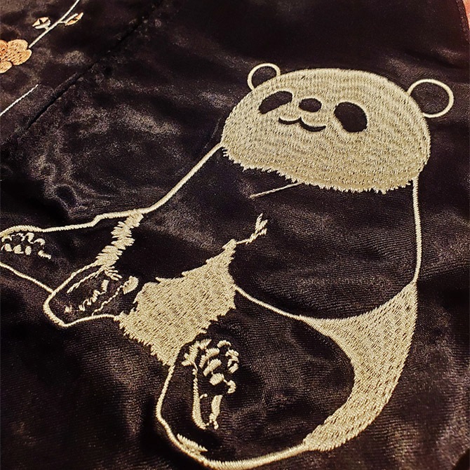 XLサイズ]梅パンダ柄刺繍リバーシブルスカジャン｜カジュアル｜横須賀
