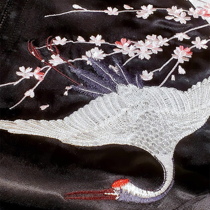 Lサイズ]鯉頭ハローキティ柄刺繍リバーシブルスカジャン｜横須賀
