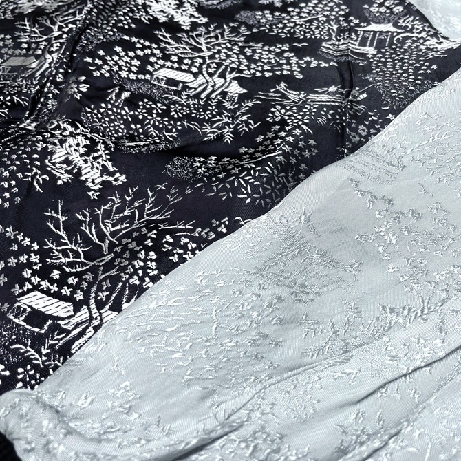 Lサイズ]鶏紫陽花柄刺繍リバーシブルスカジャン【送料無料】｜和柄