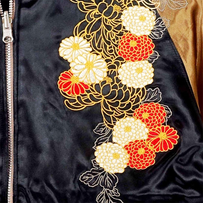 Sサイズ]猫花魁柄刺繍スカジャン｜横須賀スカジャン専門店【エムシー