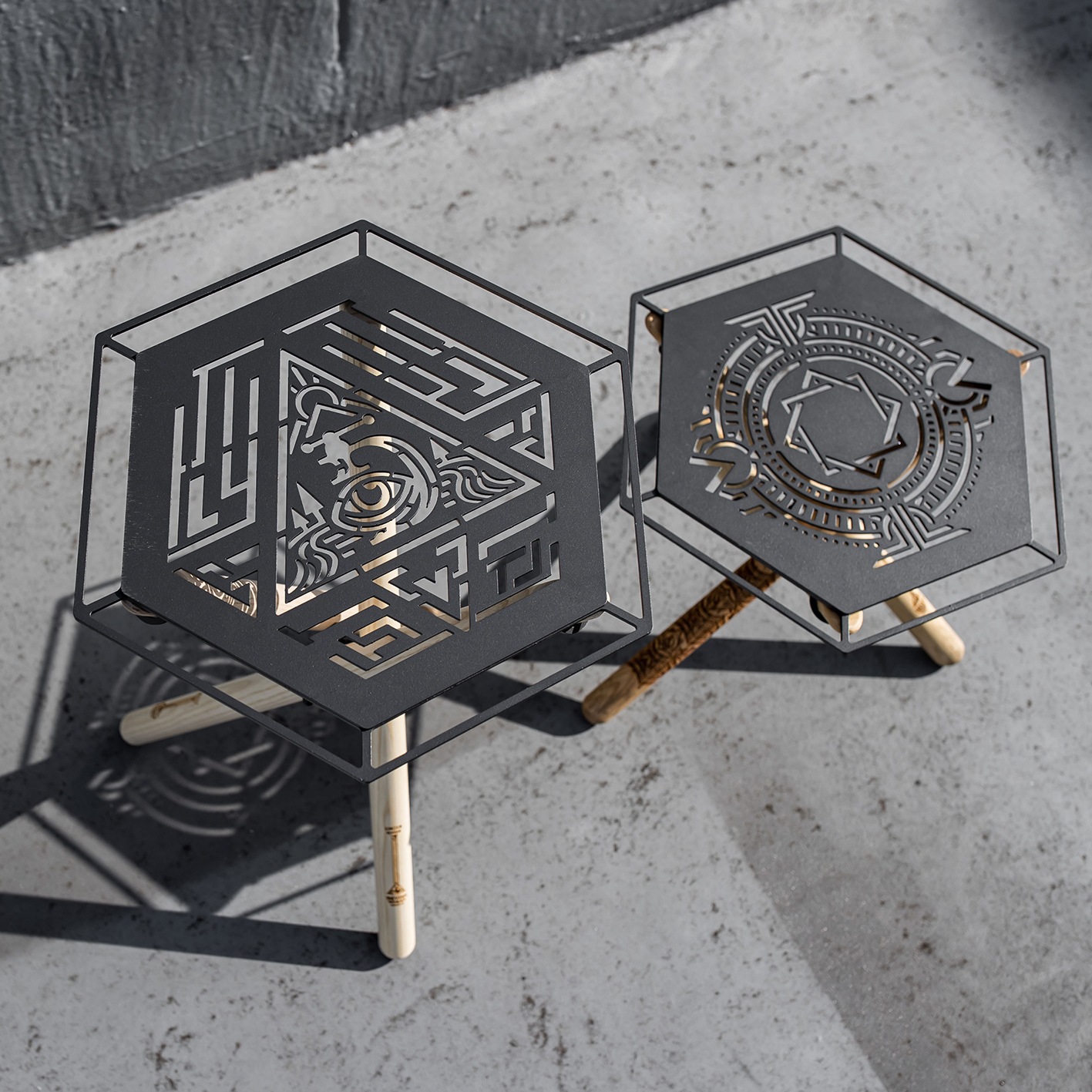 (2buy+1) 焚き火サイドスタンド 黒脚 LOW