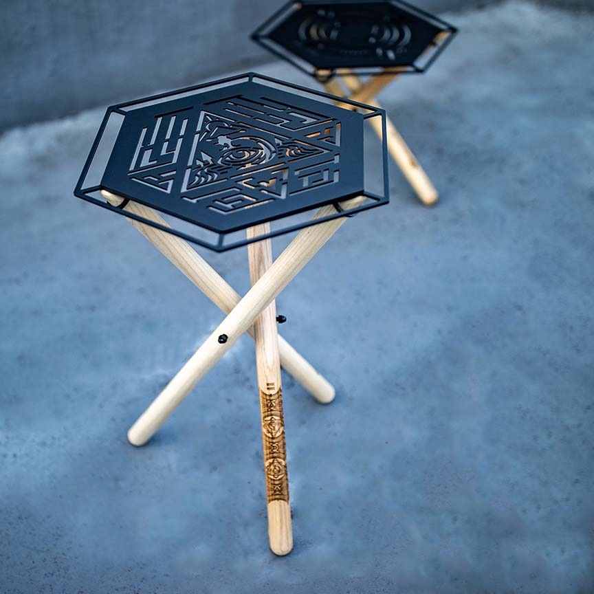 焚き火サイドスタンド HIGH 六角天板タイプ