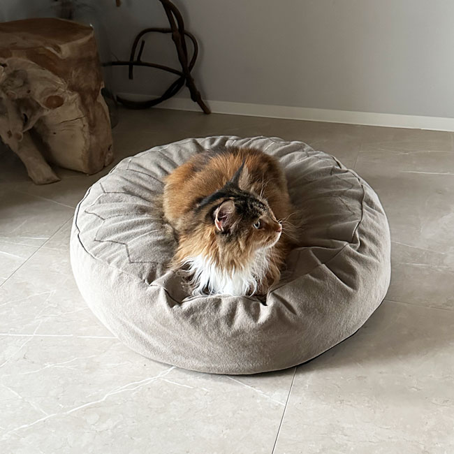 ��ORIGINAL��COTTON CANVAS ROUND CUSHION BED-embroidery