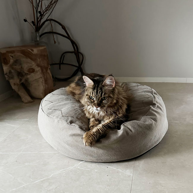 ��ORIGINAL��COTTON CANVAS ROUND CUSHION BED-embroidery