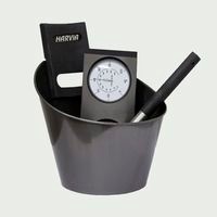 スチールアクセサリーセット (柄杓･桶･温湿度計)　スチール×ブラック