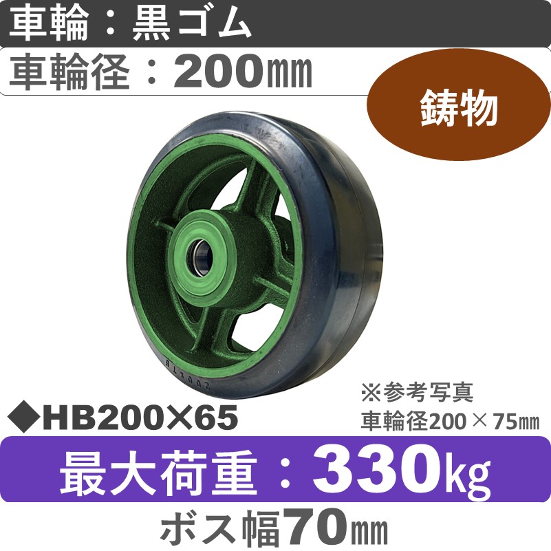 HB200×65 浪花製作所 ゴム車輪200㎜