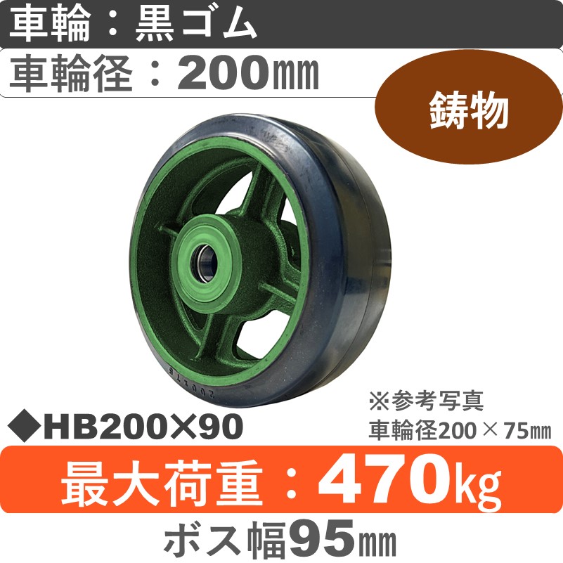 HB200×90 浪花製作所 ゴム車輪200㎜