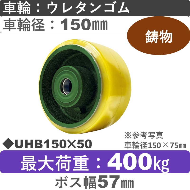 UHB150×50 浪花製作所 ウレタン車輪150㎜