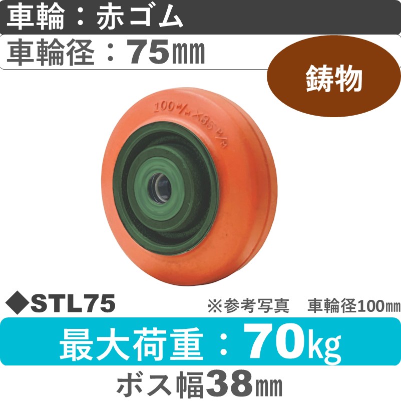 STL75 浪花製作所 ゴム車輪75㎜