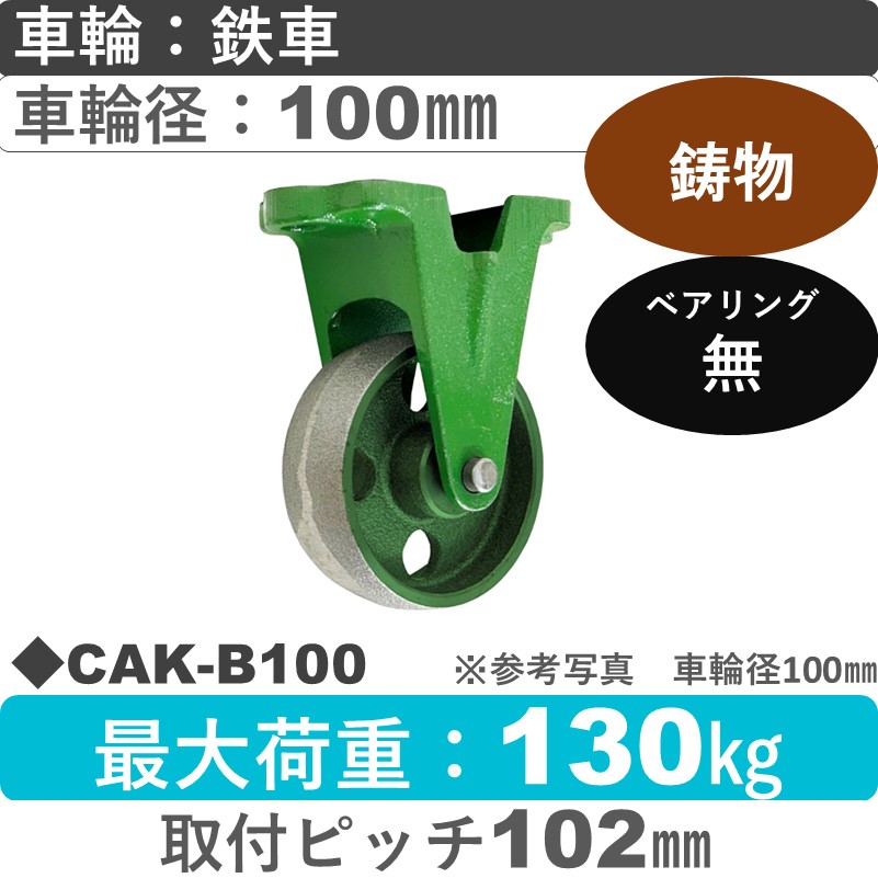 CAK-B100 浪花製作所 キャスター 固定金具 鉄車輪100㎜