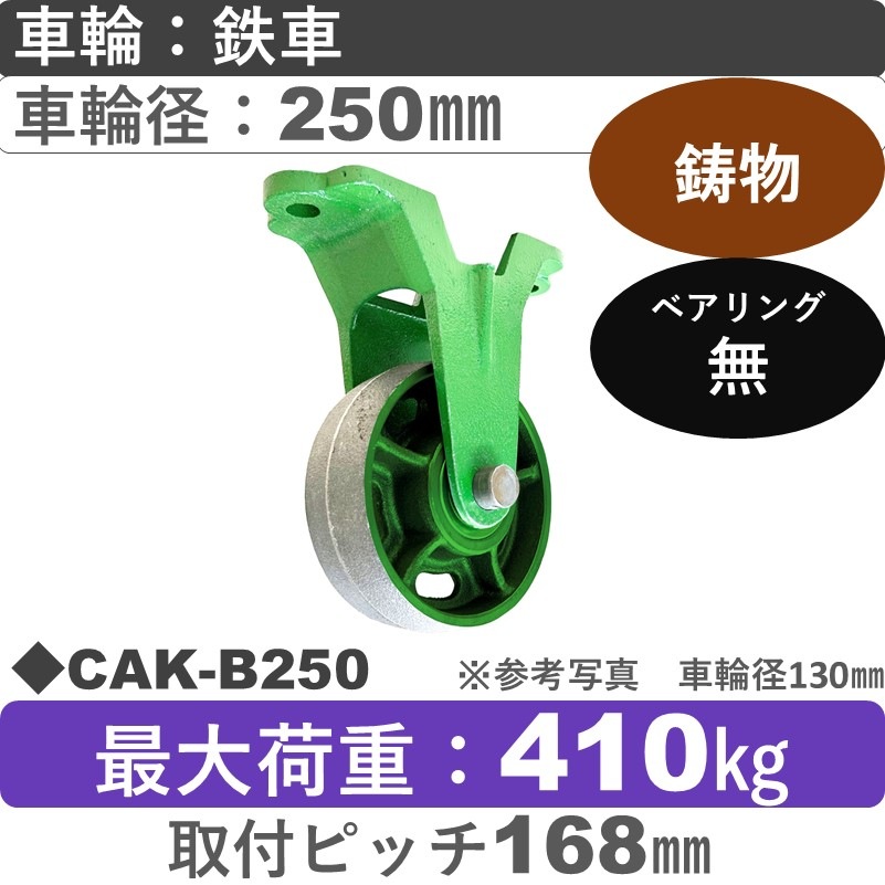 CAK-B250 浪花製作所 キャスター 固定金具 鉄車輪250㎜