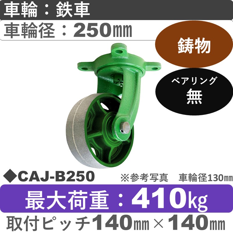 CAJ-B250 浪花製作所 キャスター 自在金具 鉄車輪250㎜