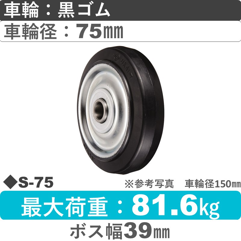 S-75 ウカイキャスター ゴム車輪75㎜