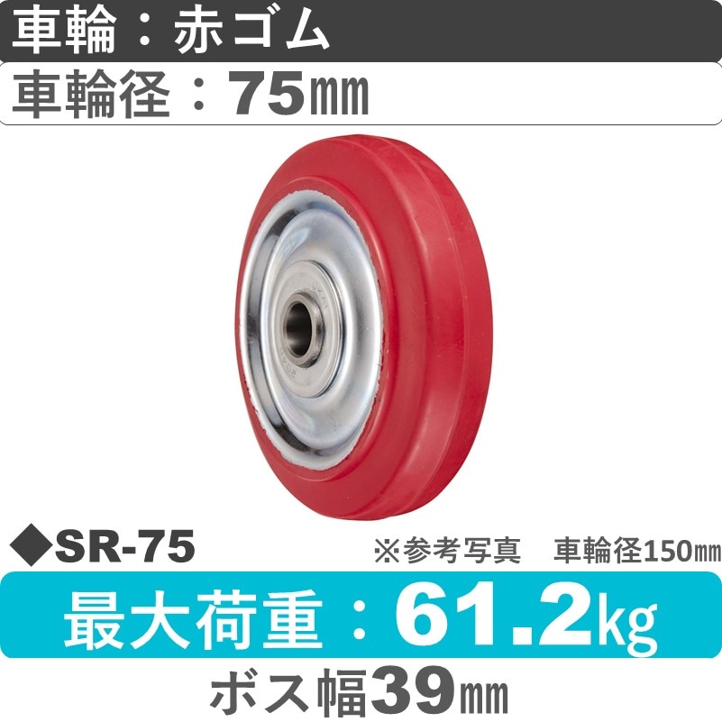 SR-75 ウカイキャスター 赤ゴム車輪75㎜
