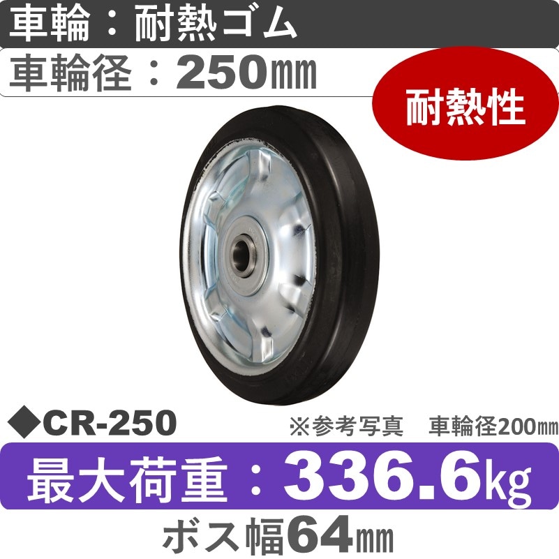 CR-250 ウカイキャスター 耐熱ゴム車輪250㎜
