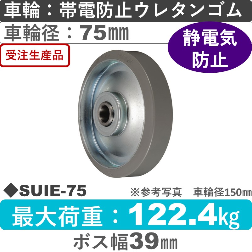 SUIE-75 ウカイキャスター 帯電防止ウレタンゴム車輪75㎜