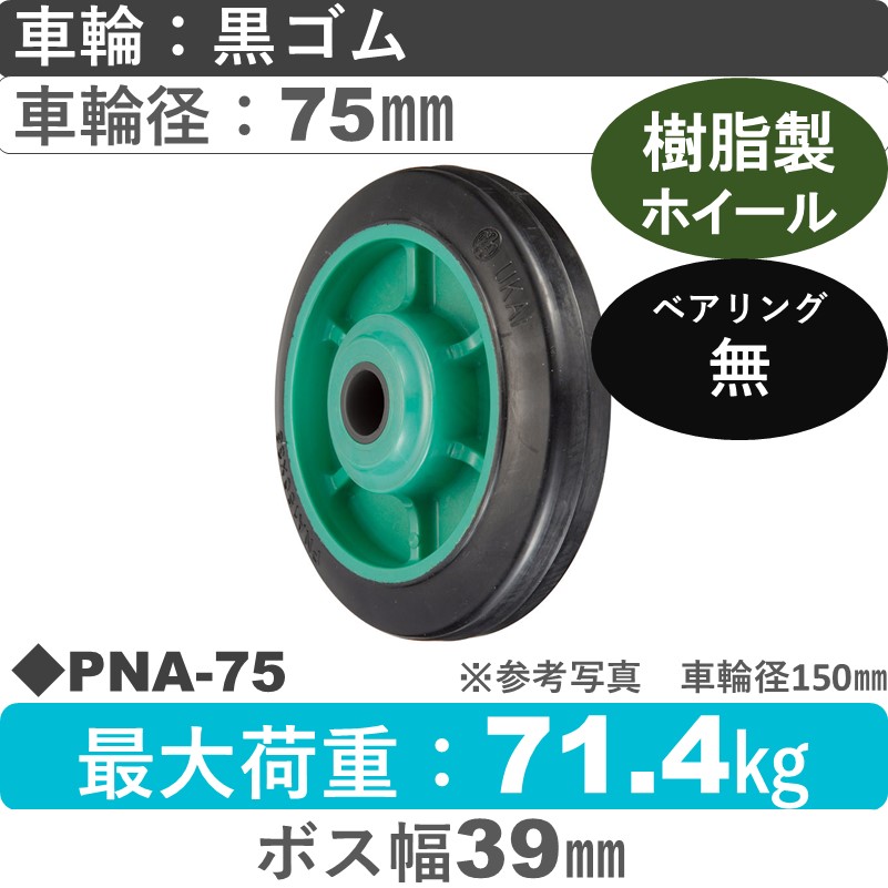 PNA-75 ウカイキャスター ゴム車輪75㎜