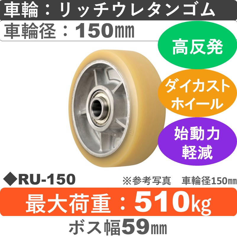 RU-150 ウカイキャスター リッチウレタンゴム車輪150㎜