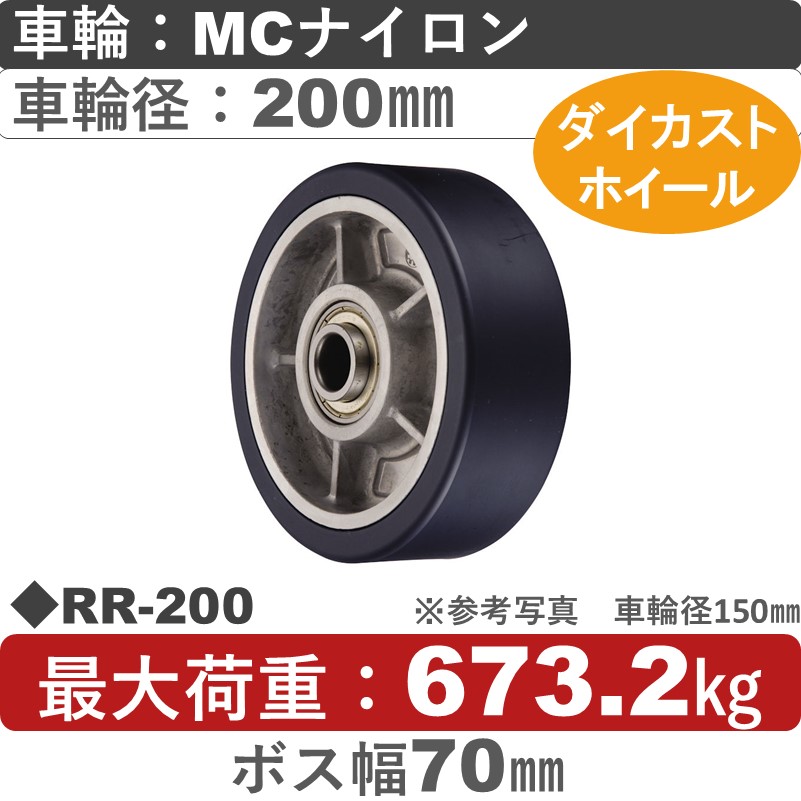 RR-200 ウカイキャスター ＭＣナイロン車輪200㎜