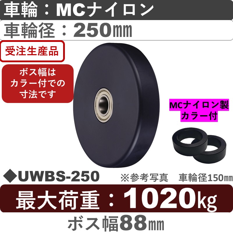 UWBS-250 ウカイキャスター ＭＣナイロン車輪［スリムタイプ］250㎜