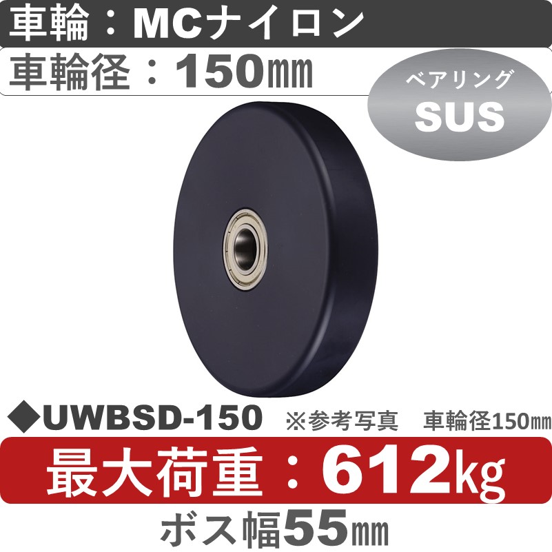 UWBSD-150 ウカイキャスター ＭＣナイロン車輪［スリムタイプ］150㎜