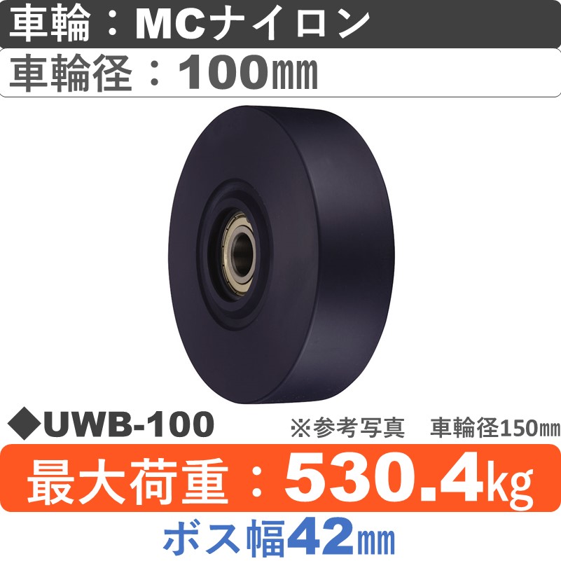 UWB-100 ﾎﾞｽ幅42㎜ ウカイキャスター ＭＣナイロン車輪100㎜