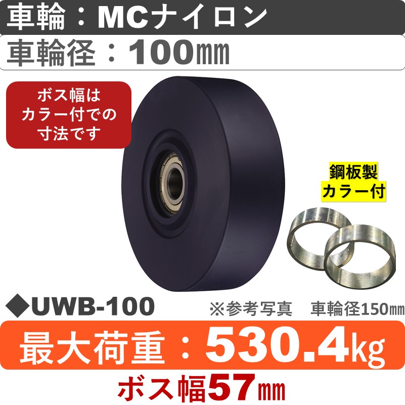 UWB-100 ﾎﾞｽ幅57㎜ ウカイキャスター ＭＣナイロン車輪100㎜