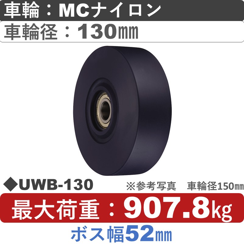 UWB-130 ﾎﾞｽ幅52㎜ ウカイキャスター ＭＣナイロン車輪130㎜