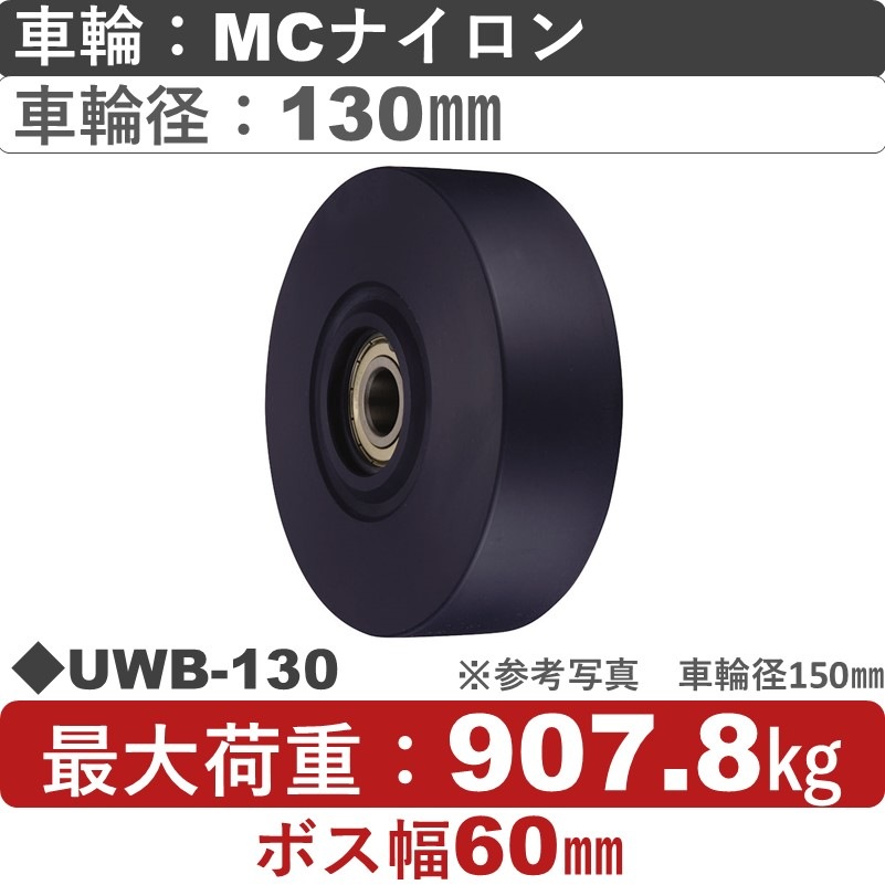 UWB-130 ﾎﾞｽ幅60㎜ ウカイキャスター ＭＣナイロン車輪130㎜