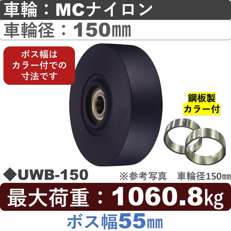 UWB-150 ﾎﾞｽ幅55㎜ ウカイキャスター ＭＣナイロン車輪150㎜