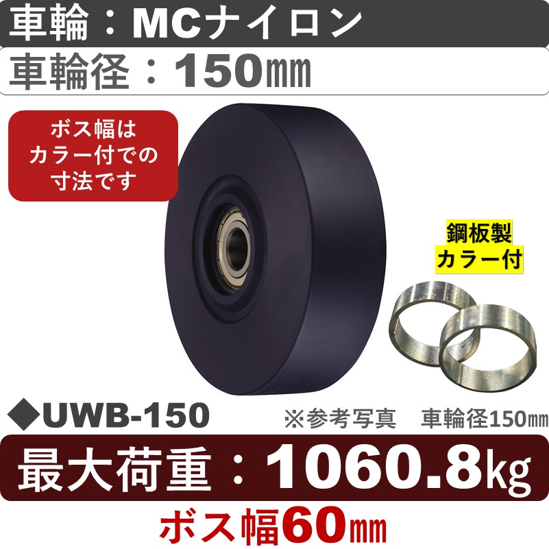UWB-150 ﾎﾞｽ幅60㎜ ウカイキャスター ＭＣナイロン車輪150㎜