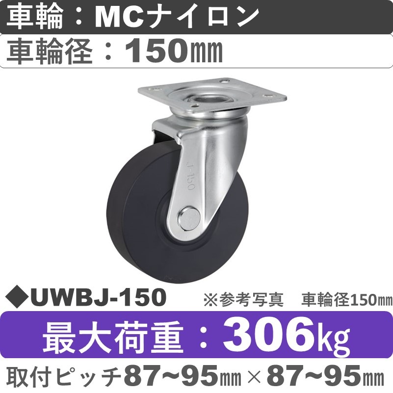 UWBJ-150 ウカイキャスター  自在金具 ＭＣナイロン車輪150㎜