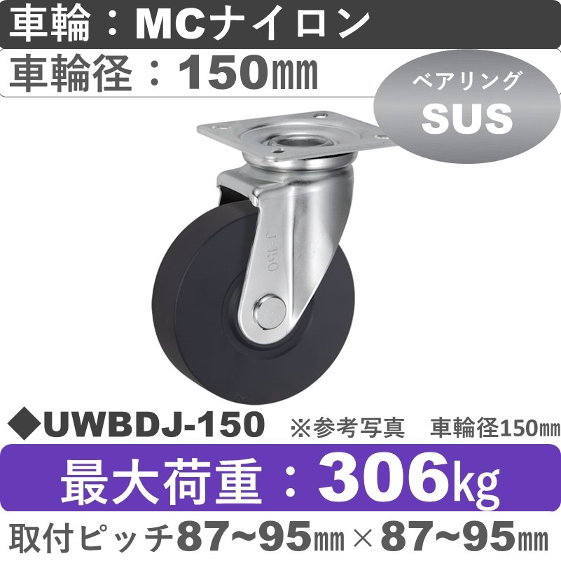 UWBDJ-150 ウカイキャスター  自在金具 ＭＣナイロン車輪150㎜