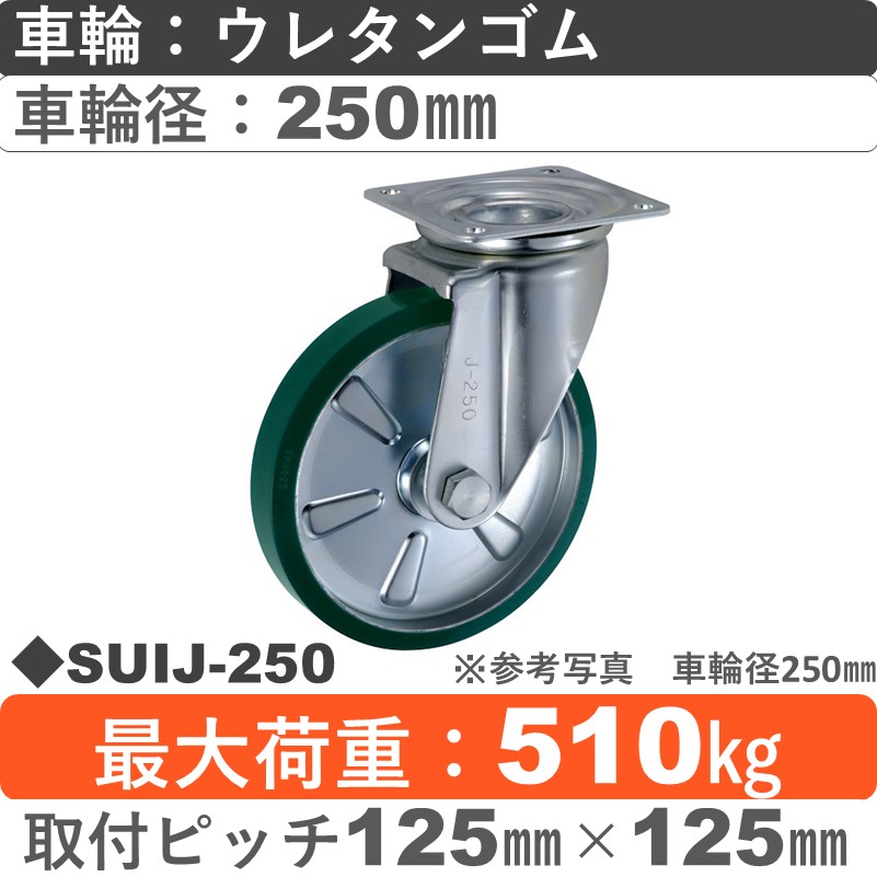 SUIJ-250 ウカイキャスター  自在金具 ウレタンゴム車輪250㎜