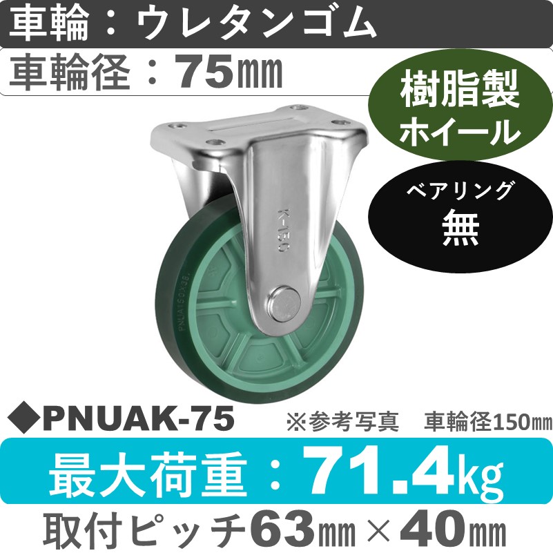 PNUAK-75 ウカイキャスター  固定金具 ウレタンゴム車輪75㎜