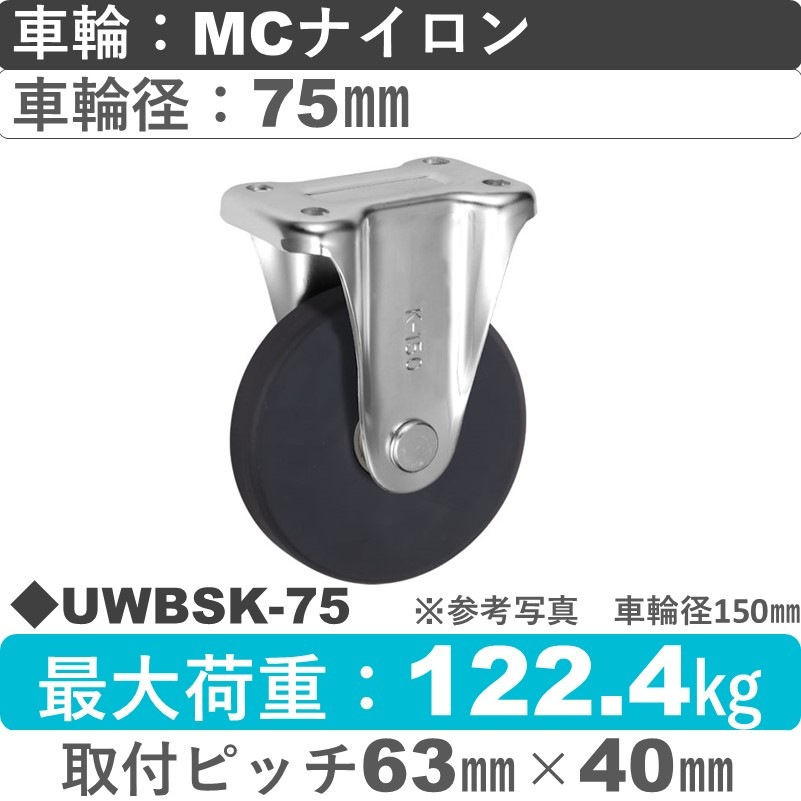 UWBSK-75 ウカイキャスター  固定金具 ＭＣナイロン車輪75㎜