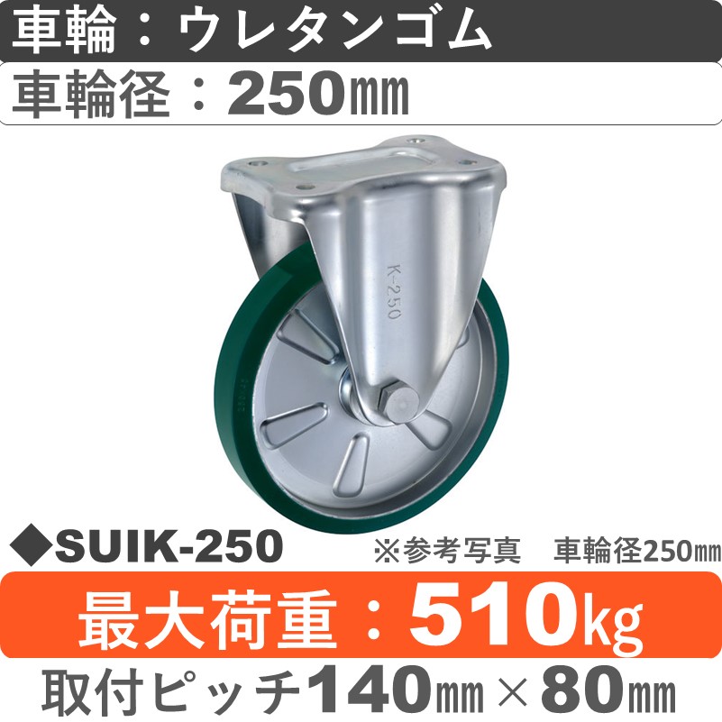 SUIK-250 ウカイキャスター  固定金具 ウレタンゴム車輪250㎜
