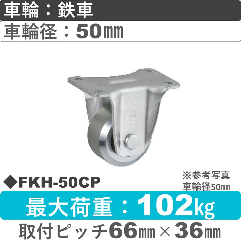 FKH-50 CP ウカイキャスター  固定金具 鉄車輪50㎜