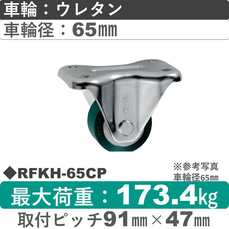 RFKH-65 CP ウカイキャスター  固定金具 ウレタンゴム車輪65㎜
