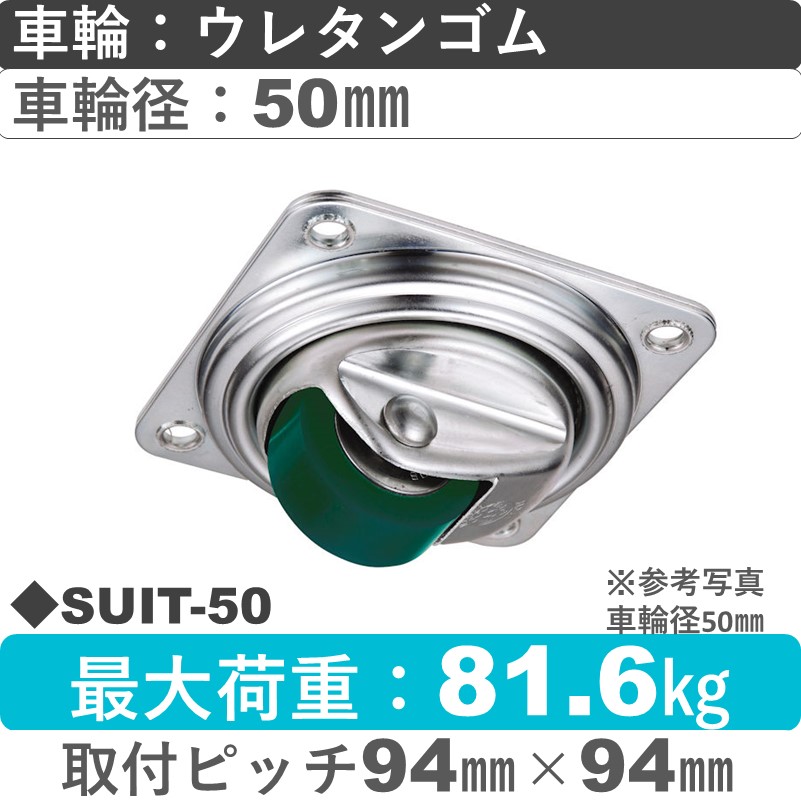 SUIT-50 ウカイキャスター  低床　自在金具 ウレタン50㎜