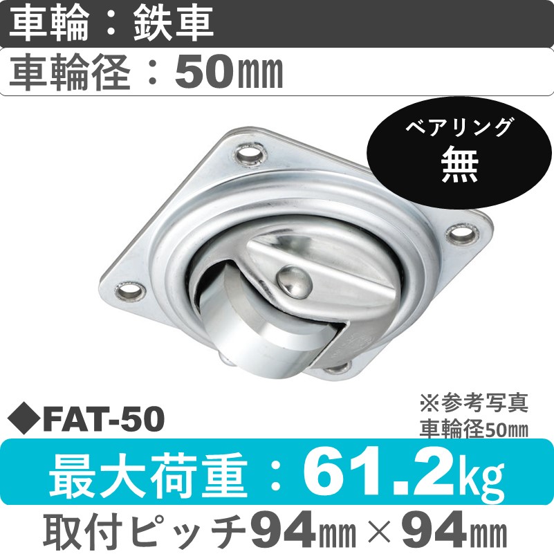 FAT-50 ウカイキャスター  低床　自在金具 鉄車輪50㎜