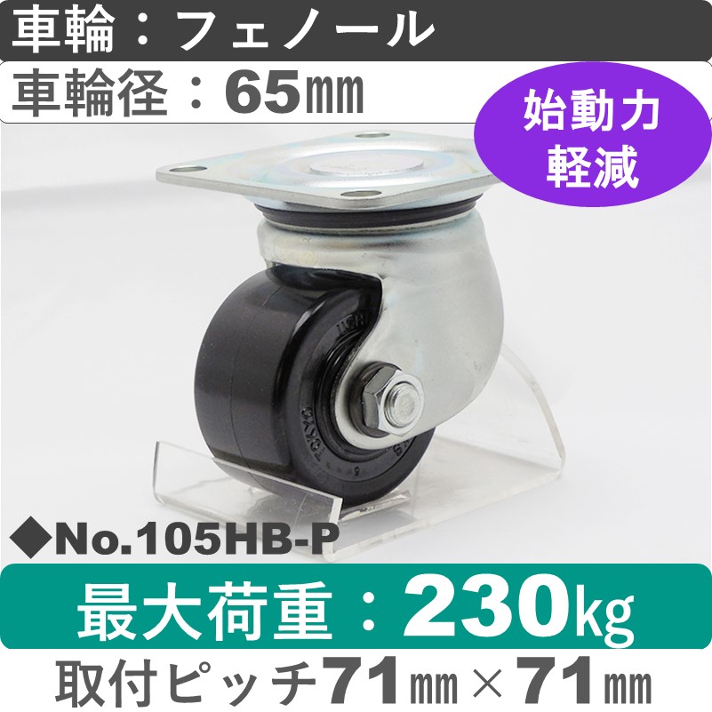 No.105HB-P パッキングキャスターヘビークラス　 自在金具 フェノール65㎜