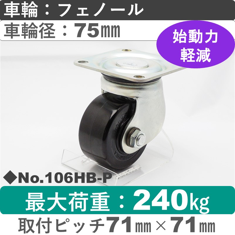 No.106HB-P パッキングキャスターヘビークラス　 自在金具 フェノール75㎜