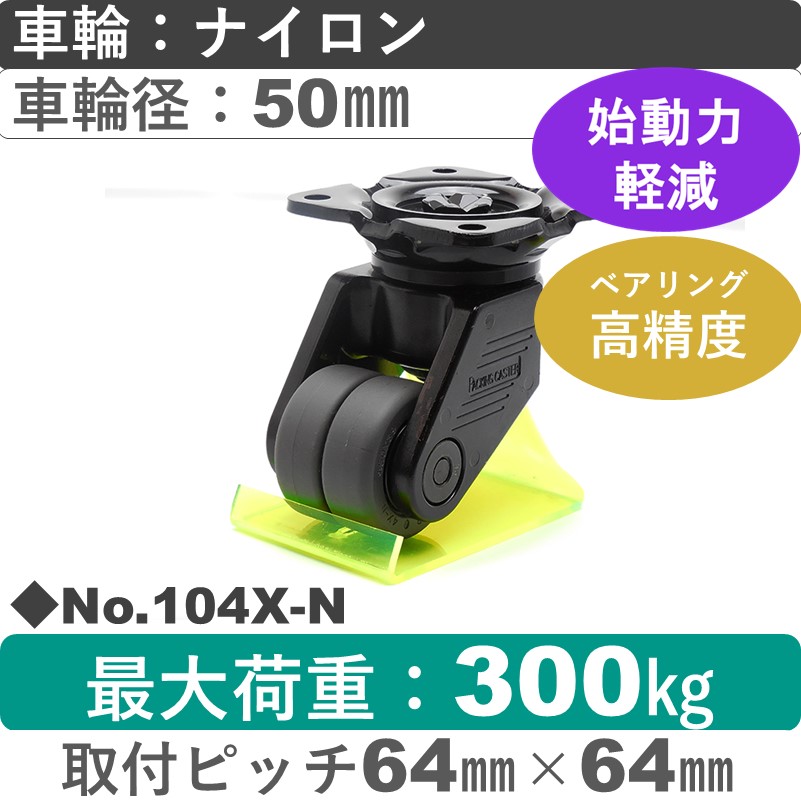 No.104X-N パッキングキャスタースーパーヘビークラス　 自在金具 ナイロン50㎜