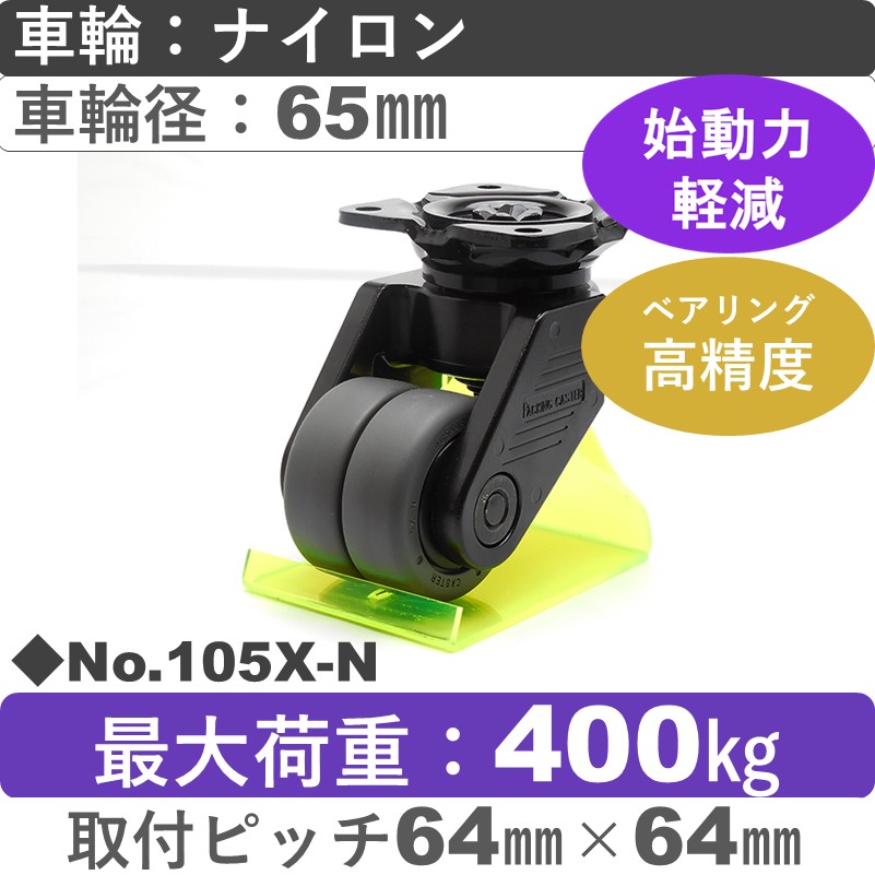 No.105X-N パッキングキャスタースーパーヘビークラス　 自在金具 ナイロン65㎜
