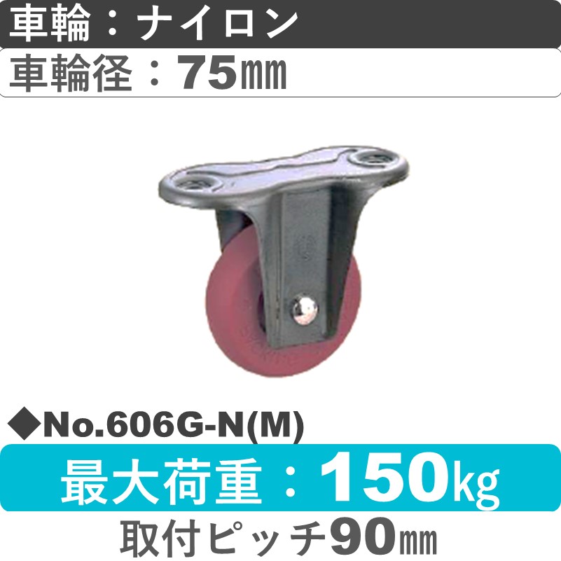 No.606G-N(マルーン) パッキングキャスタースタンダードクラス　 固定金具 ナイロン75㎜