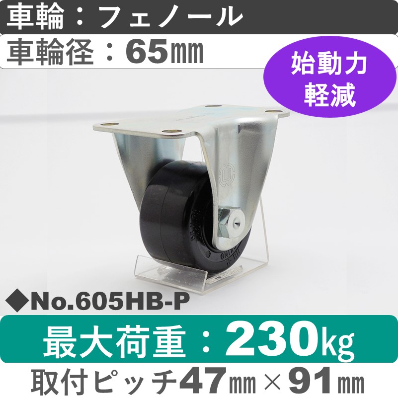 No.605HB-P パッキングキャスターヘビークラス　 固定金具 フェノール65㎜