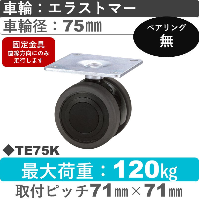 TE75K 東海キャスター  固定金具 エラストマー75㎜